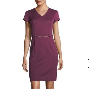 Ellen Tracy Women's Scuba Dress with Chain-Merlot